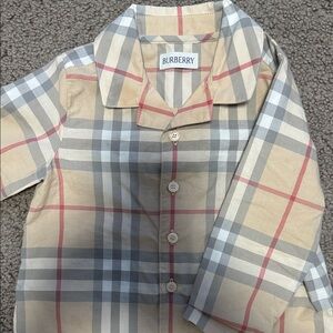 Burberry Kids Beige and Gray Plaid Jumpsuit